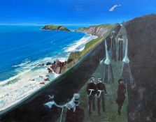 ‡ PHILIP MUIRDEN (1932-2023) oil on canvas - entitled verso, 'Pembrokeshire Coastal Walk', signed,