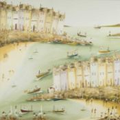 ‡ REBECCA LARDNER (b.1971) limited edition print on canvas (136/195) - entitled, 'Harbour Hustle',