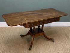 REGENCY INLAID MAHOGANY & ROSEWOOD CROSSBANDED SOFA TABLE, fitted two frieze drawers opposing two