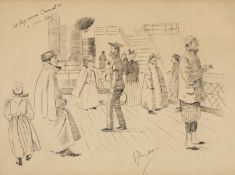 PHIL MAY (1864-1903) ink on paper - 'A trip across Channel in a calm day', signed, 21.5 x 29.5cms