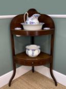 19TH C. MAHOGANY CORNER WASHSTAND, complete with Copeland Spode for Heal & Sons China toilette
