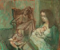‡ THOMAS RATHMELL (1912-1990) oil on canvas - entitled verso, 'The Proudfoot Family', signed,