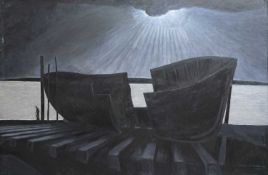 ‡ PHILIP MUIRDEN (1932-2023) oi on canvas - entitled verso, 'Neyland Wreck', signed, 120 x 182cms