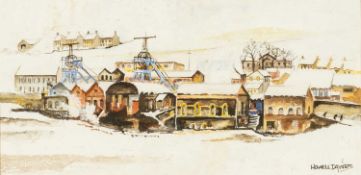 ‡ HOWELL DAVIES watercolour - entitled verso, 'Six Bells, Abertillery', signed in full, 15 x 30cms