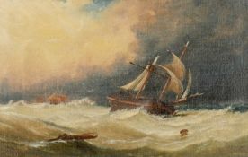 STUART HENRY BELL (1823-1896) oil on canvas - entitled verso, 'Making for Port-Disabled', signed and