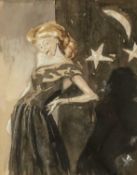 ‡ THOMAS RATHMELL (1912-1990) watercolour - entitled verso, 'Naafi, Entertainer', on Andrew Knight