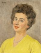 KALMAN KEMENY (Hungarian, 1896-1994) oil on board - portrait of a lady, signed,47 x 37cms