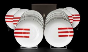 PUIFORCAT 'INITIALES' COLLECTION 'PARALLELES' COCKTAIL/BREAD PLATES Art Deco inspired design by Jean