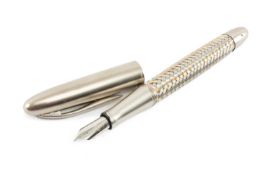 FABER-CASTELL 'PORSCHE P3100' FOUNTAIN PEN, bi-metal woven Tec Flex stainless steel barrel sleeve,