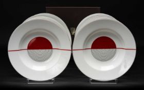 PUIFORCAT 'INITIALES' COLLECTION 'CERCLES' RIMMED SOUP PLATES Art Deco inspired design by Jean