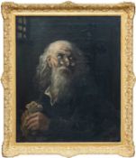 CIRCLE OF WILLIAM PERRY oil on canvas – The Miser, signed, 75 x 62cms Provenance: private collection