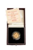 RARE ELIZABETH II GOLD PROOF SOVEREIGN, 1989, 500th Anniversary of the First Gold Sovereign issue,