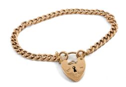 9CT GOLD CURB LINK BRACELET, with padlock clasp, 14g Provenance: private collection Llanharan
