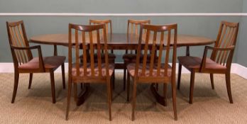 MID-CENTURY G-PLAN 'FRESCO' DINING TABLE AND CHAIRS, Victor Wilkins teak veneer extending dining