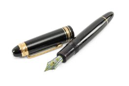 MONTBLANC BLACK RESIN ANNIVERSARY FOUNTAIN PEN, ‘75 Years of Passion and Soul’, engraved yellow