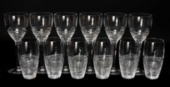JASPER CONRAN FOR STUART CRYSTAL: SUITE OF 'STRATA' PATTERN GLASS, comprising six red wine goblets