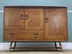MID-CENTURY ERCOL 467 SIDEBOARD, solid elm sideboard raised on beech underpart, large vertical