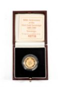 ELIZABETH II GOLD PROOF SOVEREIGN, 1989, 500th Anniversary of the First Gold Sovereign issue,