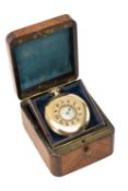 9CT GOLD SLIM SWISS HALF HUNTER POCKET WATCH, import marks for London 1934, cover with blue