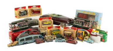TIN PLATE AND DINKY MODELS, including two boxed tin plate San Francisco cable cars, two Rolls