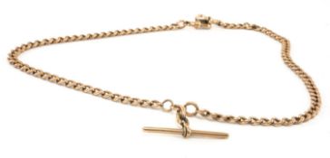 9CT GOLD ALBERT CHAIN, curb link, T-bar, 51cms long, 37.5gms Provenance: private collection