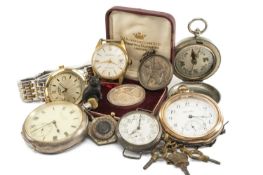 ASSORTED WATCHES & COLLECTABLES comprising Rotary wristwatch, silver open face pocket watch, WWI