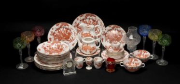 ROYAL WORCESTER PART TEA SERVICE, containing six dinner plates, seven bowls, teapot, cream jug, five