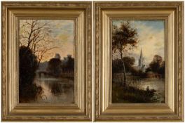 J. LAWRENCE HART oils on canvas – 'Warwick Castle Winter Early Morning'; 'Stratford...', two river