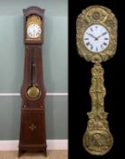 19TH FRENCH COUNTRY COMTOISE LONGCASE CLOCK, Jiffaux (à Touques), 8in. Roman enamel dial, in pressed