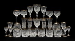 PART SUITE STUART CRYSTAL 'HARDWICKE GOLD' GLASSWARE, including, 10 x liqueur, 10 x sherry, 10 x