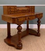 VICTORIAN WALNUT DUCHESS DRESSING TABLE, central roll-top storage flanked by two three-drawer