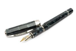 VISCONTI GREEN PEARLESCENT CANDY STRIPE 'AIDA' FOUNTAIN PEN, ltd. edn. no. 362/1871, octagonal