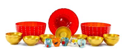 COLLECTION OF CONTEMPORARY TABLEWARE including, three large Zafferano Perle bowls, designed by