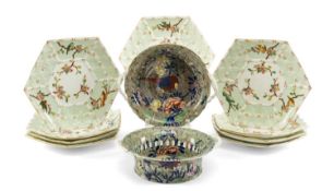19TH C. SPODE & BODLEY CERAMICS, comprising pair Spode circular chestnut baskets, printed and