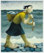 MURIEL DELAHAYE limited edition print 22/275 - titled in border 'The Fisherman's daughter, signed in