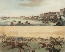 TWO ANTIQUE AQUATINT ENGRAVINGS, comprising 'A View of Margate with the Bathing Place', 1786,