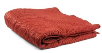 ANTIQUE WELSH QUILT, burgundy with traditional quilting patterns, 214 x 208cms Provenance: private