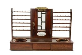 VICTORIAN J.C. COX PATENT COUNTER-TOP CASH TILL, c. 1890, enamel makers label above base with two