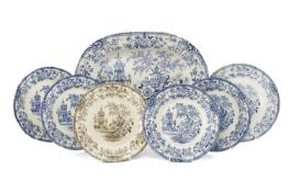 ASSOCIATED GROUP OF LLANELLY POTTERY DINNER WARES, in the 'Colandine' pattern, including meat