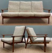 MID-CENTURY GUY ROGERS 'NEW YORKER' LOUNGE SUITE, three seater sofa, one high back armchair, one