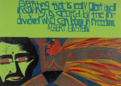‡ PAUL PETER PIECH (American-Welsh 1920-1996) lithograph - quote from Albert Einstein, 'Everything