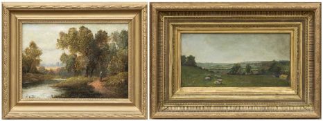 FREDERICK D. BROAD oil on canvas – A Passing Cloud, sheep in a field, signed & dated 1906, titled on