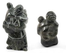 MARY OSHUTSIAQ, green steatite - Mother & Twins, signed in syllabics, Cape Dorset, 2009, 12cms (h)