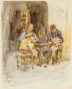 HELEN ALLINGHAM (1846-1926) watercolour sketch - Venetian Cobblers, titled in pencil verso on