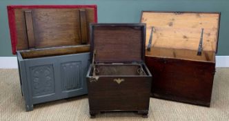THREE WOODEN STORAGE BOXES including one wine cooler with removable metal liner, one carved oak,