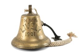 THE MARITIME CLUB HOUSE: BRITISH NAVY BRASS SHIP'S BELL FOR 'H.M.S. LIVELY 1901', deeply struck,