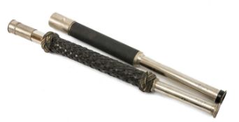 THE MARITIME / MARINE / NAVAL CLUB HOUSE: TWO TELESCOPES comprising Naval nickel and whipped braided