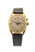 THE WRISTWATCH CLUB HOUSE: VINTAGE VULCAIN 'CRICKET' GENTS ALARM WATCH, stainless steel and gold