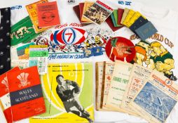 THE RUGBY UNION CLUB HOUSE: VARIOUS INTERNATIONAL MEMORABILIA including tie-pins, ties, t-shirts,