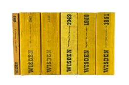 THE CRICKET CLUB HOUSE: WISDEN CRICKETER'S ALMANACKS, six volumes comprising 1944, 1947-1951 (6)